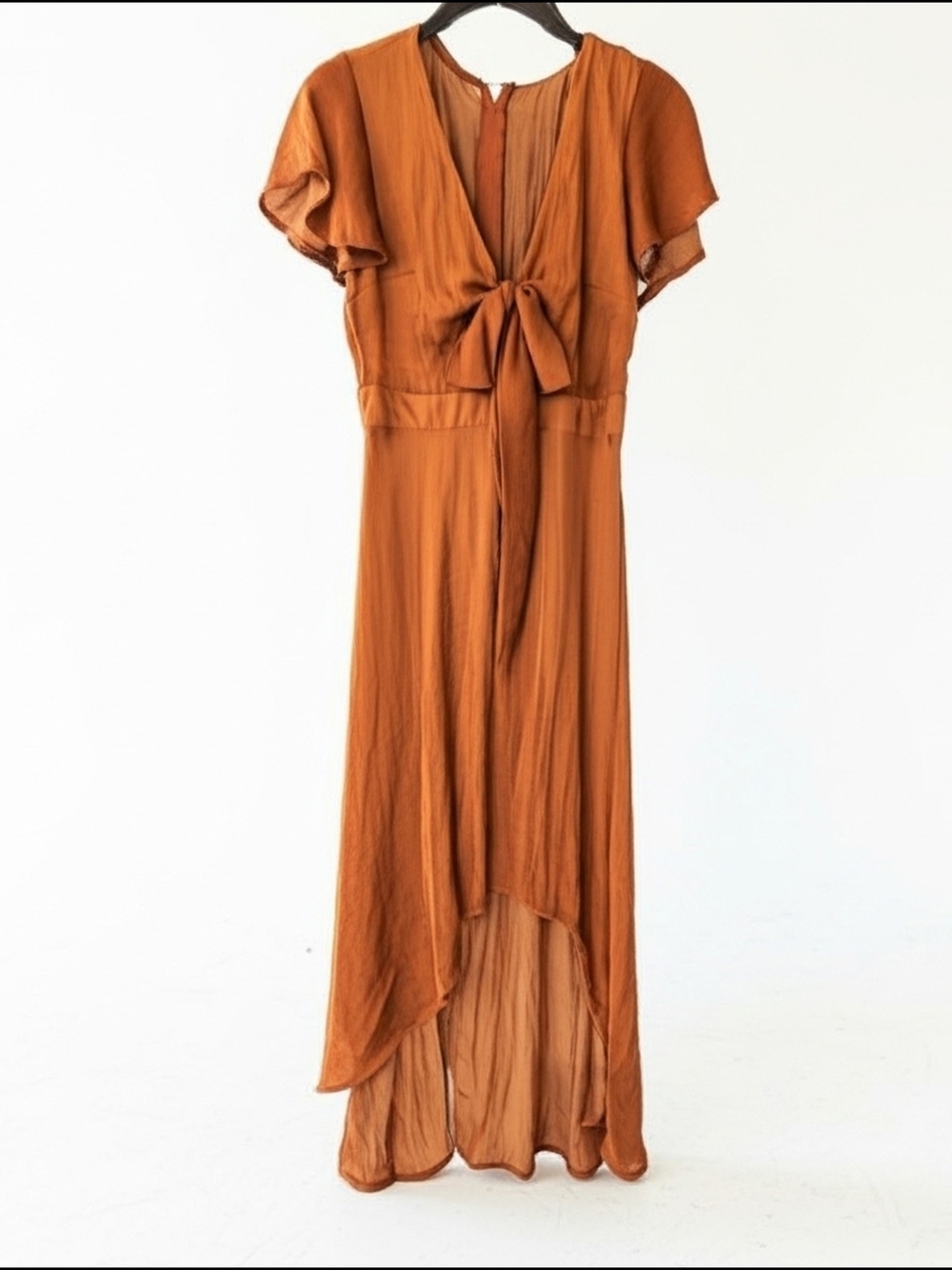 Francesca's Collections Rust Tie-Front High-Low Maxi Dress